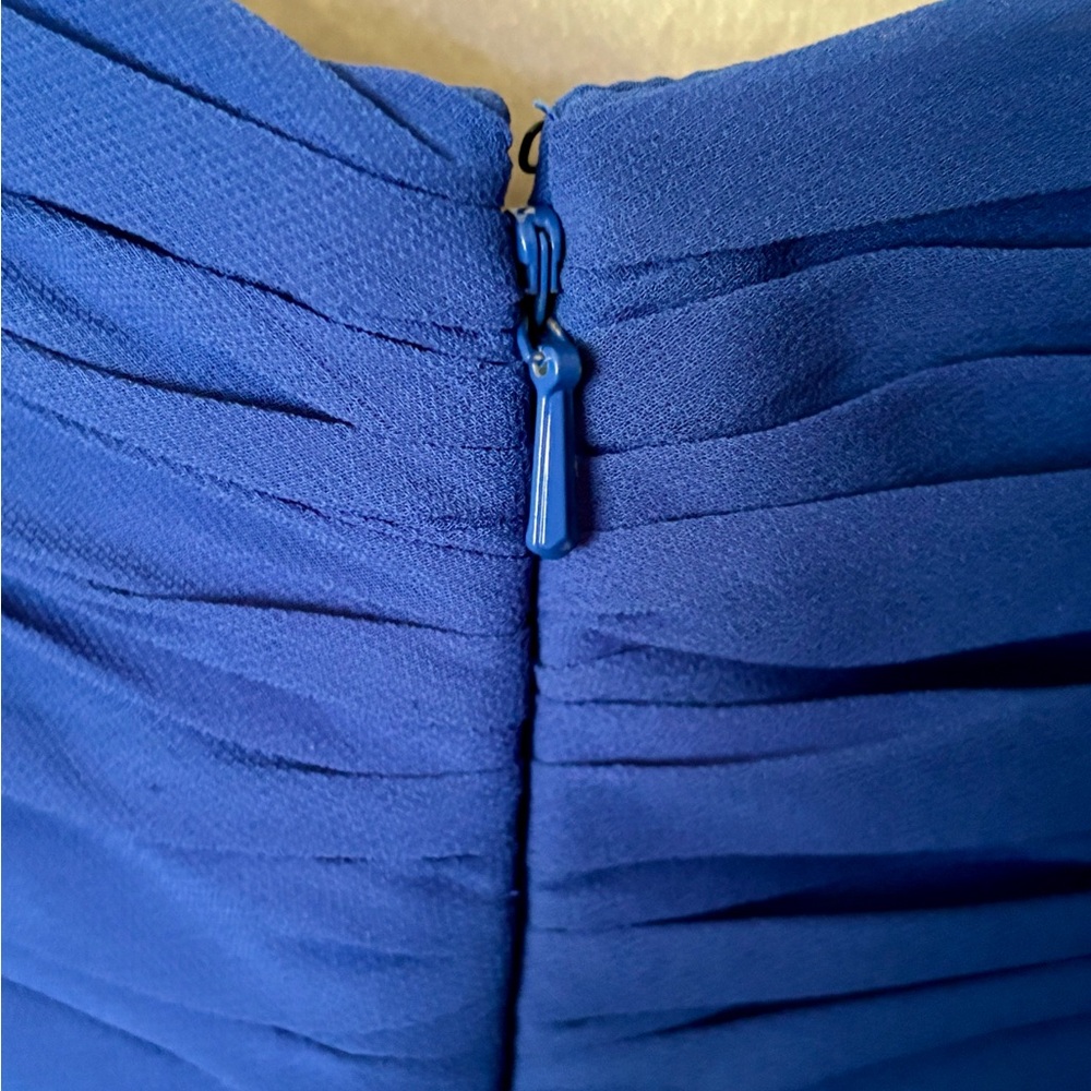 Bill Levkoff Sample Size US 12 One Shoulder Blue Wrap Detail Formal Mini Dress - Picture 9 of 15